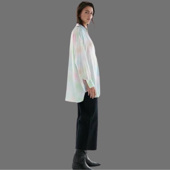 Zara tie dye silk button down shirt - Picture 2 of 7